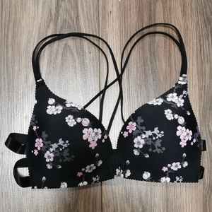 Floral Push Up Bra with Front Closure, 30B